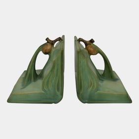 Roseville Pine Cone Green Bookends 1-4