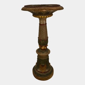 High Relief Detailed Vintage Art Pottery Plaster Bird Bath