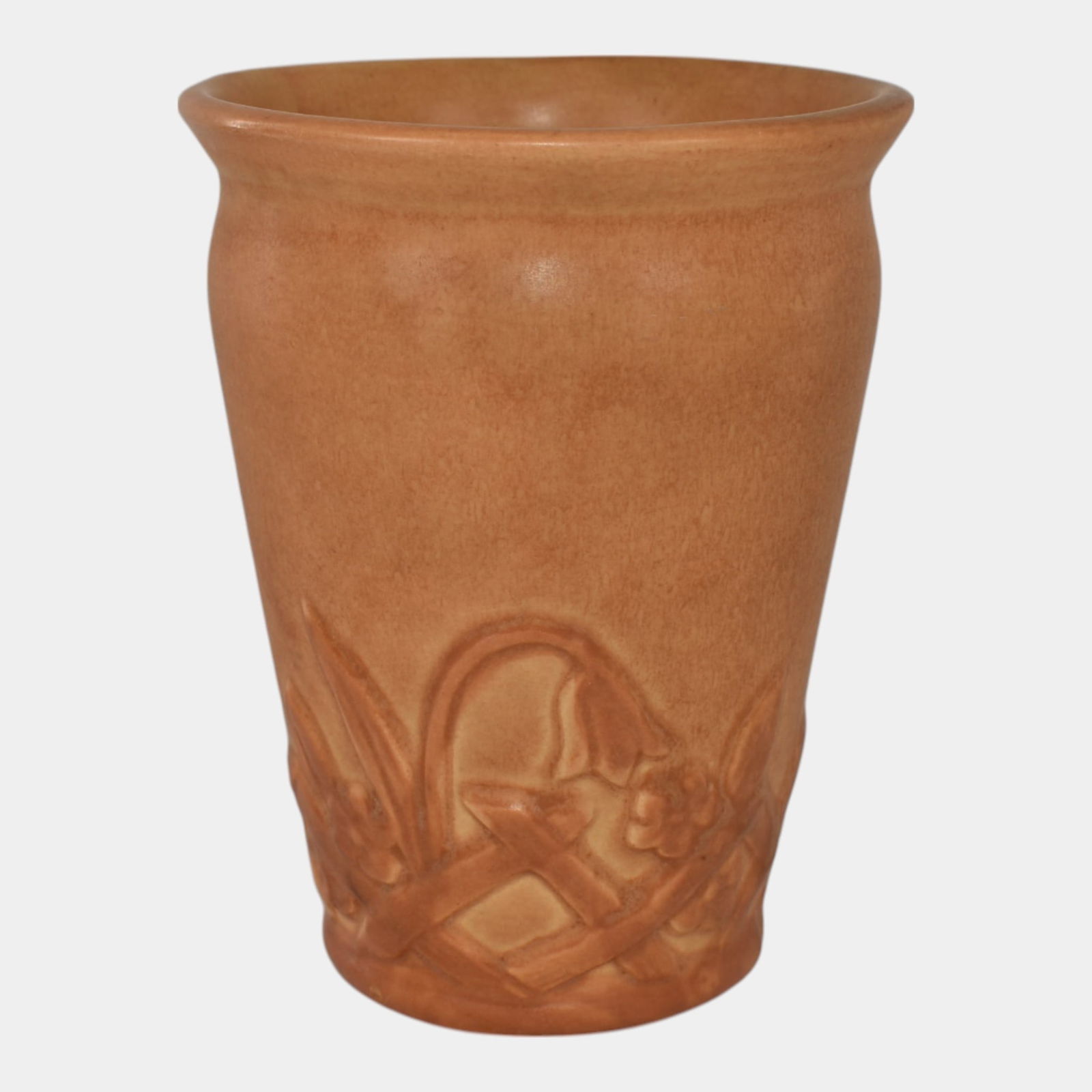 Weller Manhattan 1930s Art Pottery Orange Floral Vase (1 of 6)