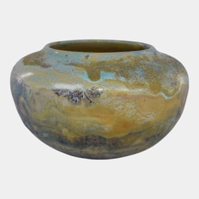 American Vintage Studio Art Pottery Exceptionally Glazed Bowl Vase