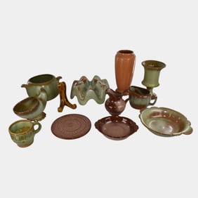 Frankoma Vases Bowls Cornucopia Pitcher Cup And Stands