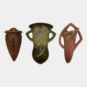 Roseville Bleeding Heart Freesia Florentine Vintage Pottery Wall Pockets