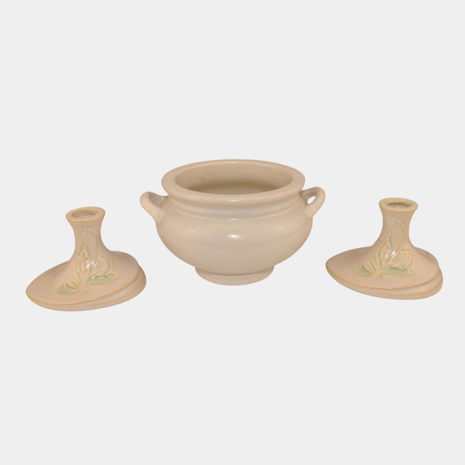 Roseville Colors Silhouette White Jardiniere Planter Candle Holders (1 of 6)