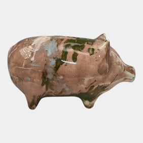 Roseville Early Ware 1900s Tan Spotted Pig Bank