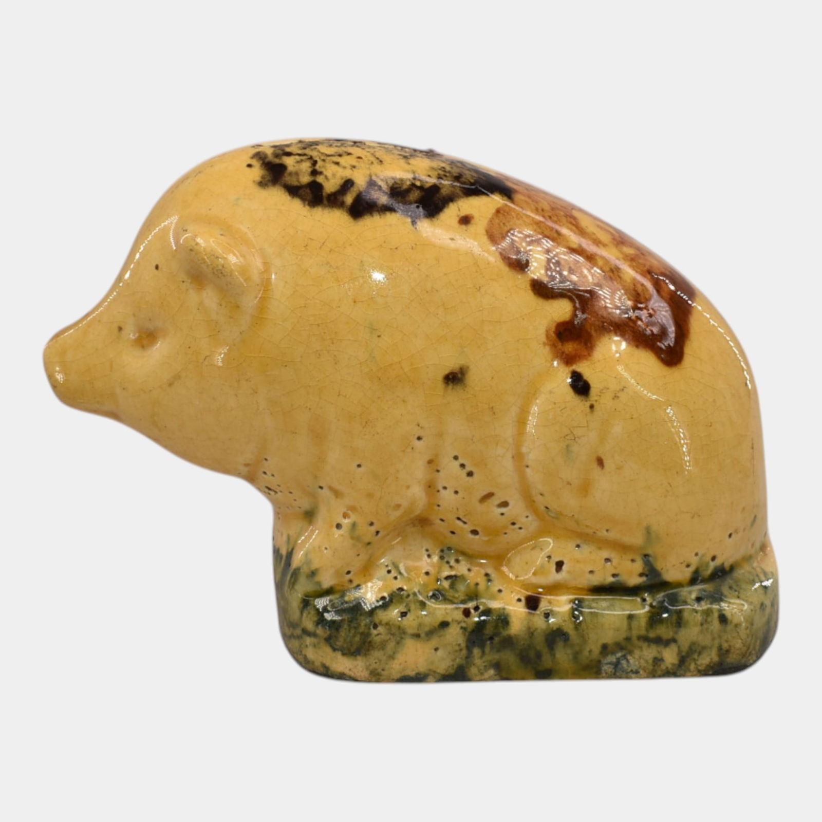 Roseville Early Ware 1900s Yellow Spotted Pig Bank 10 (1 of 6)