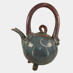 Tony Heslop Studio Art Pottery Blue Purple Teapot