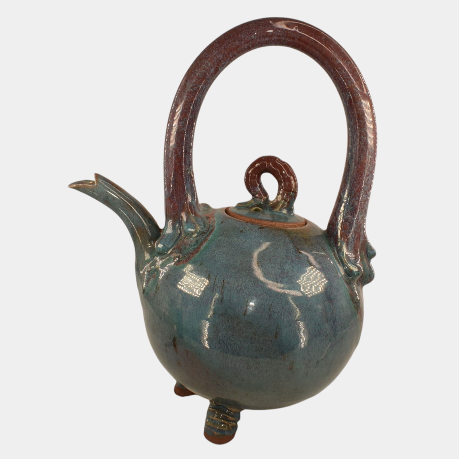 Tony Heslop Studio Art Pottery Blue Purple Teapot (1 of 8)