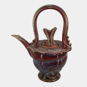 Tony Heslop Studio Art Pottery Red Ceramic Teapot