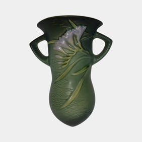 Roseville Freesia Green 1945 Mid Century Modern Art Pottery Wall Pocket 1296-8