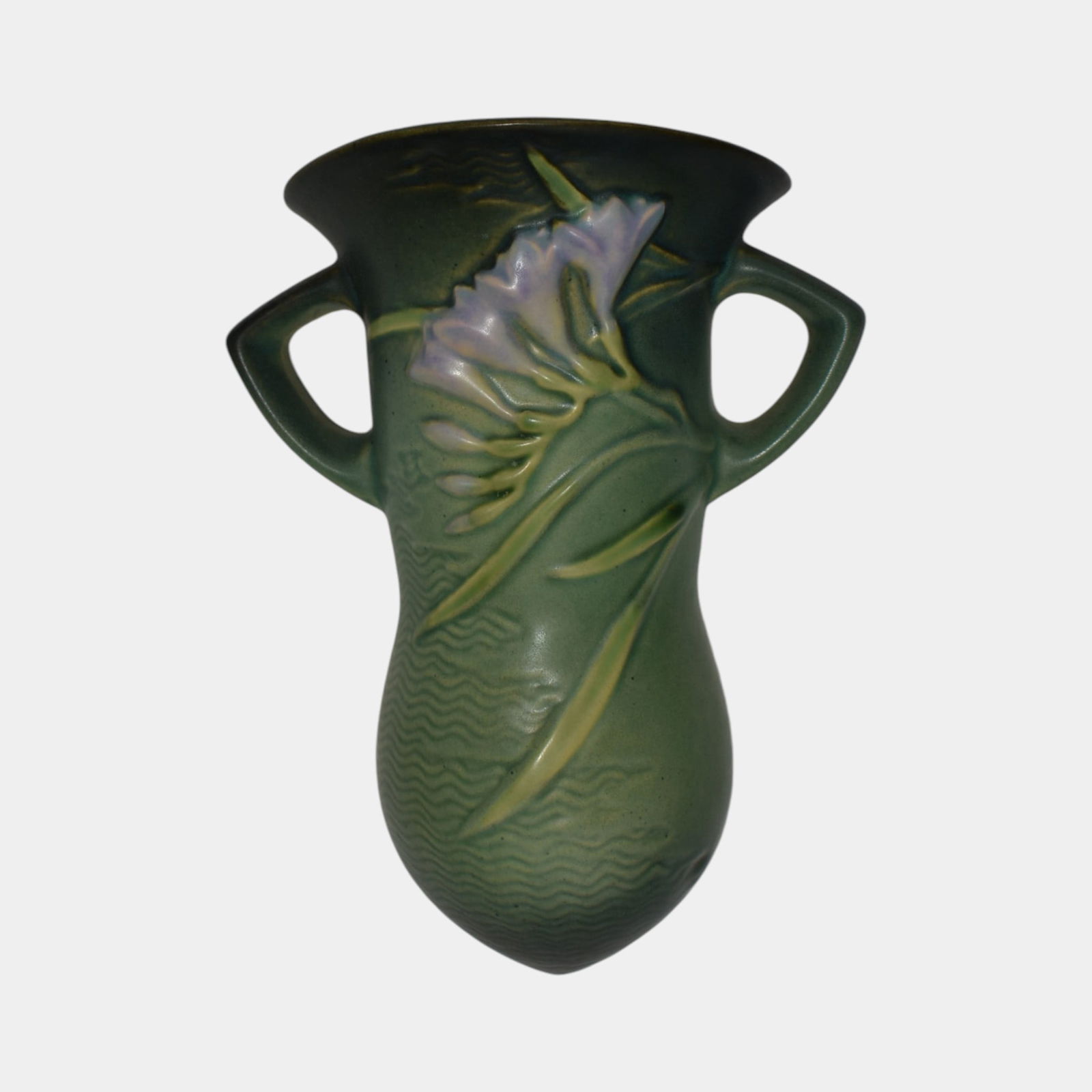 Roseville Freesia Green 1945 Mid Century Modern Art Pottery Wall Pocket 1296-8 (1 of 6)