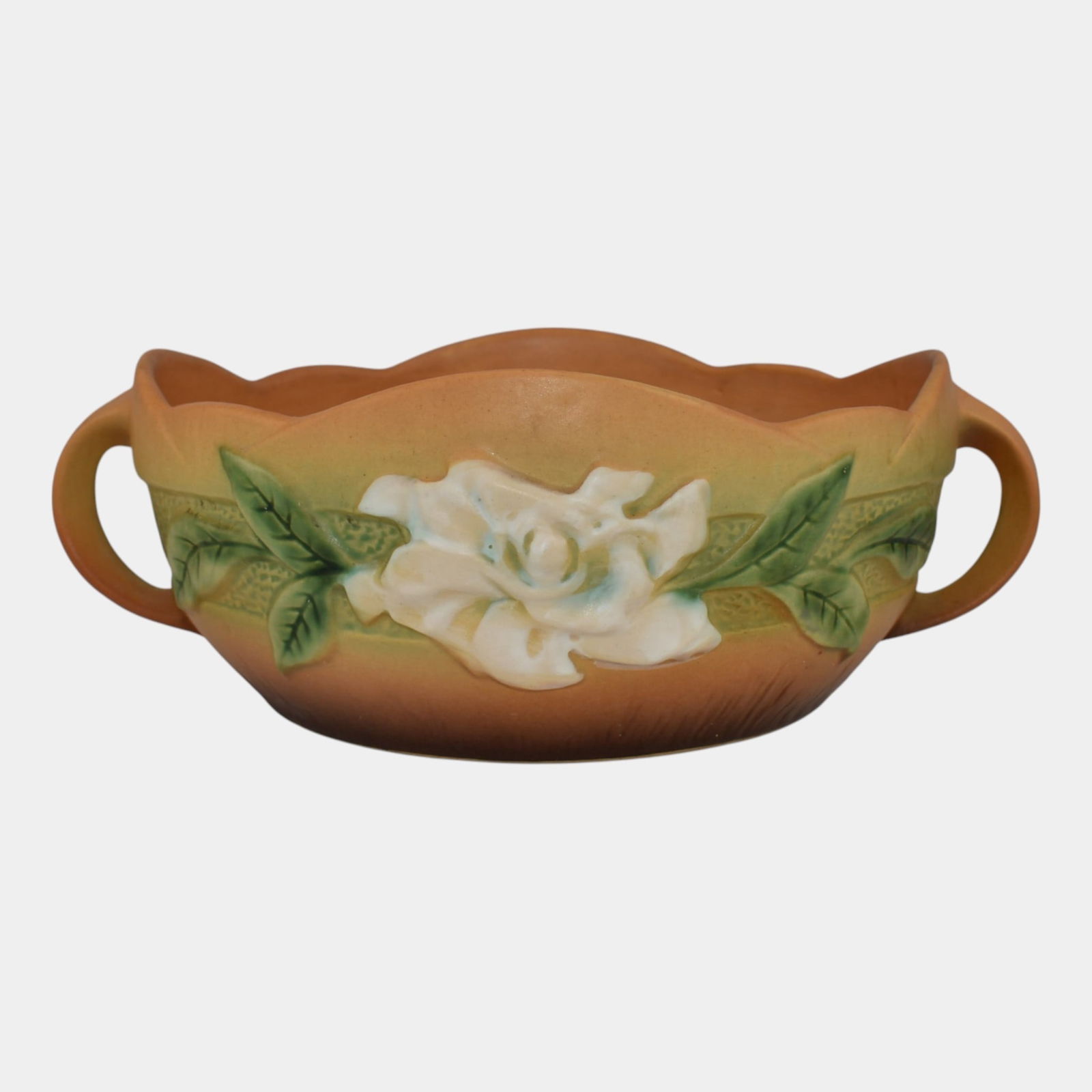 Roseville Gardenia Tan 1950 Vintage Mid Century Modern Art Pottery Bowl 627-8 (1 of 7)