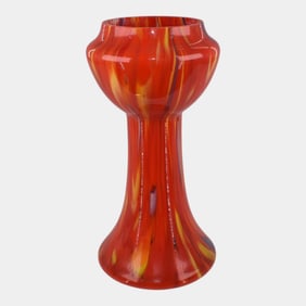Czech Bohemian Vintage Art Red End Of Day Spatter Glass Vase