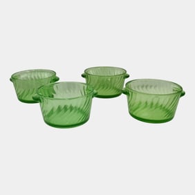 Uranium Green Depression Glass Bowls Set Of 4