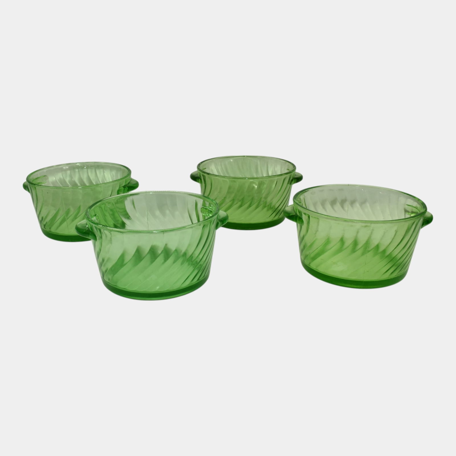 Uranium Green Depression Glass Bowls Set Of 4 (1 of 5)