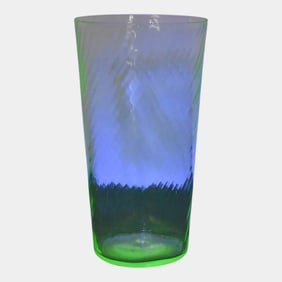 Uranium Green Depression Glass Tumblers Set Of 5