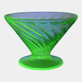 Uranium Green Depression Glass Sherbet Bowls Set Of 4