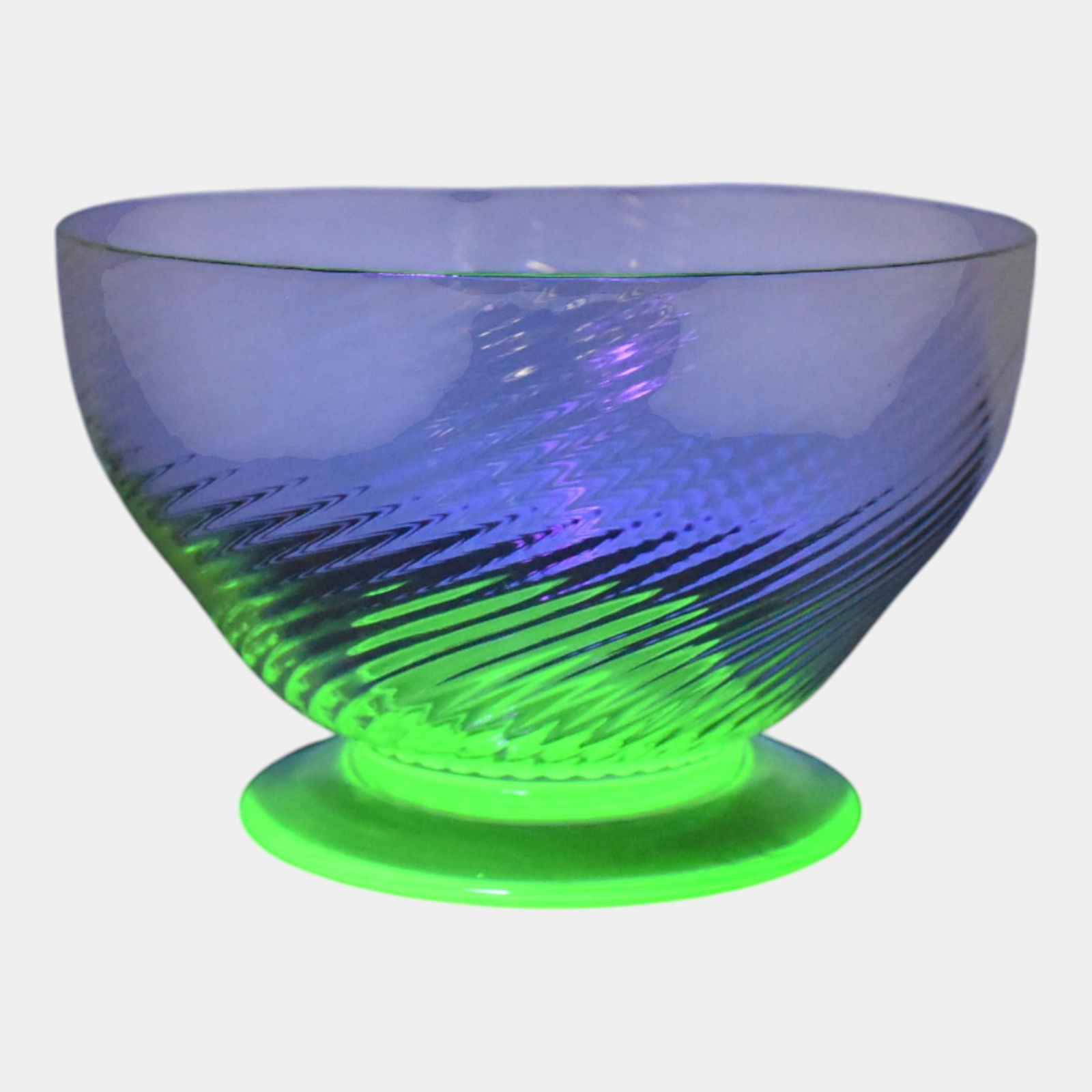 Uranium Green Depression Glass 2 Footed Bowls (1 of 5)