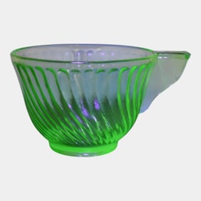 Uranium Green Depression Glass Solid Handle Cups
