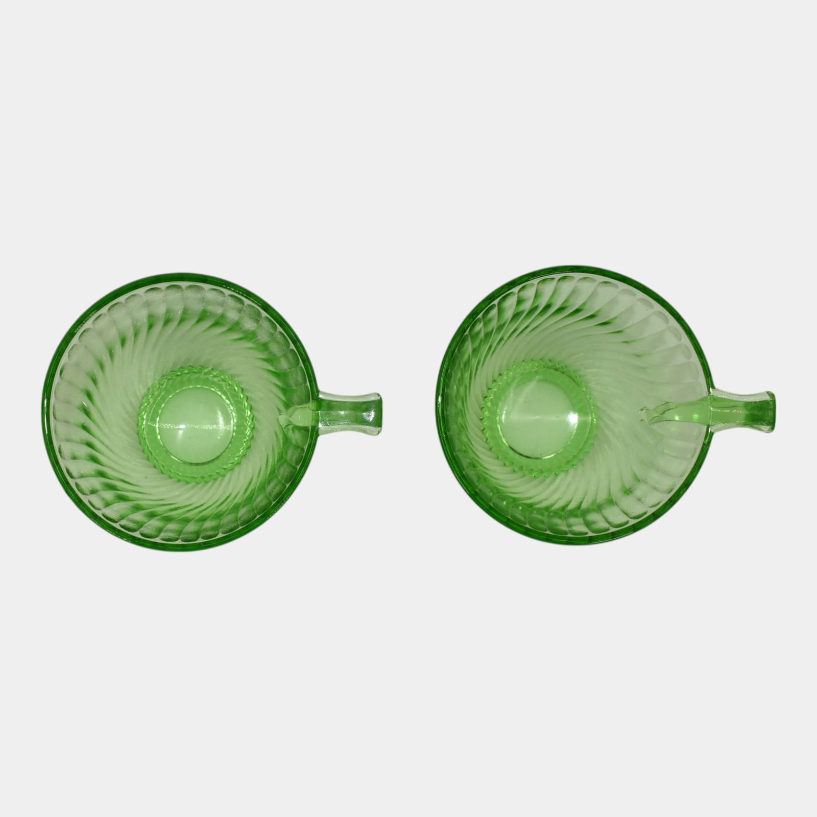 Uranium Green Depression Glass Solid Handle Cups - 3
