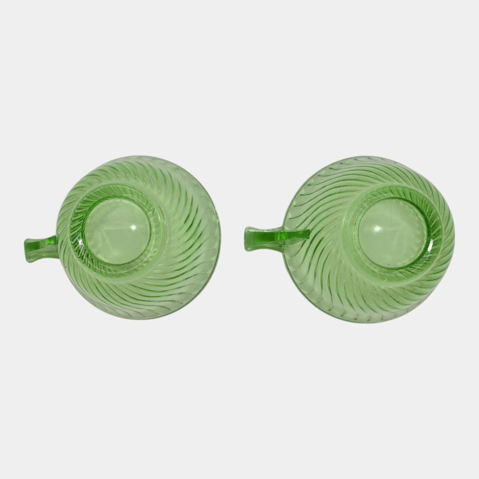 Uranium Green Depression Glass Solid Handle Cups - 4