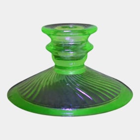 Uranium Green Depression Glass Candle Holders