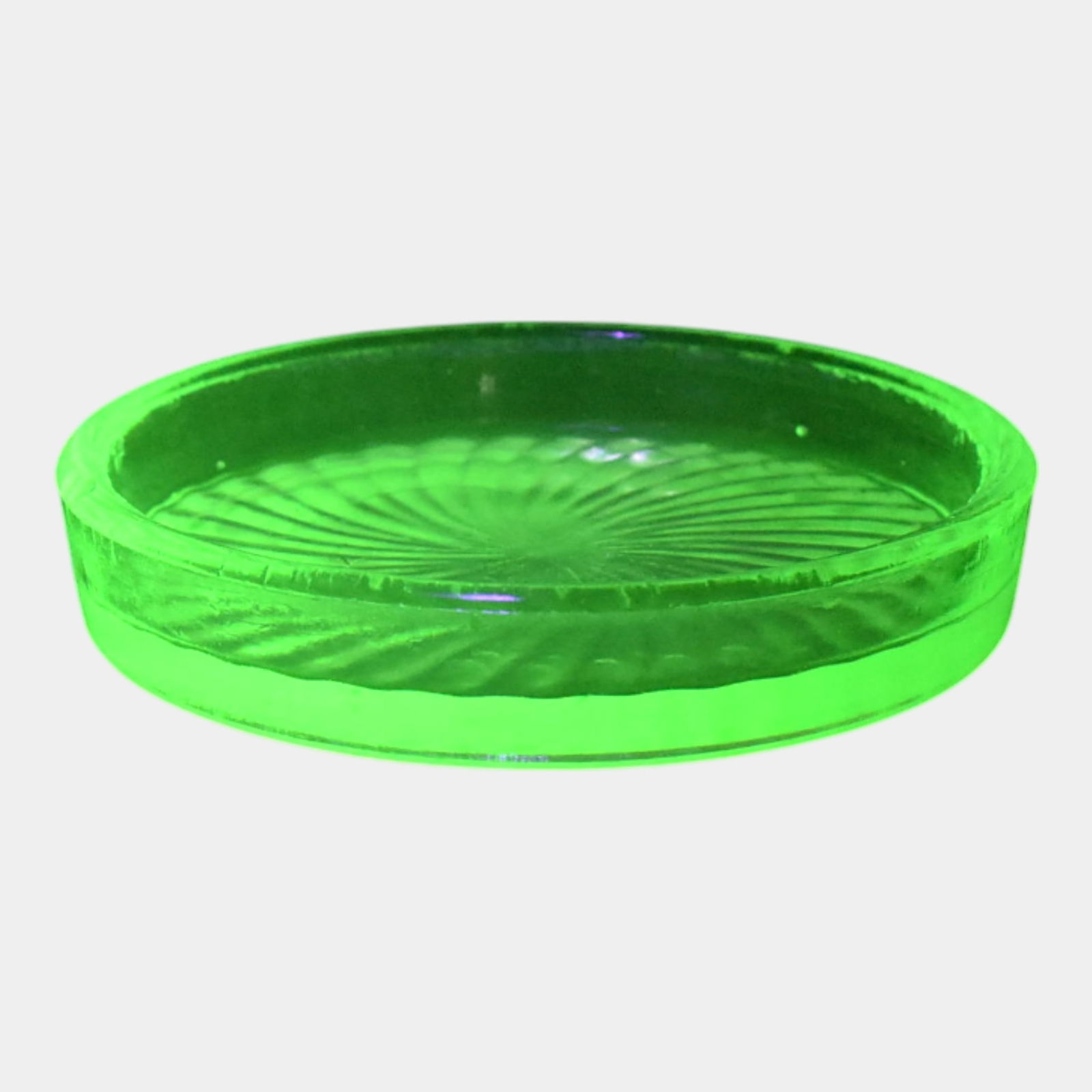 Uranium Green Depression Glass Ash Trays Set Of 3: Professional, fast, and affordable in house shipping available for all items. Uranium Green Depression Glass Ash Trays Set Of 3 Excellent original condition. No damage or repair of any kind.Trays