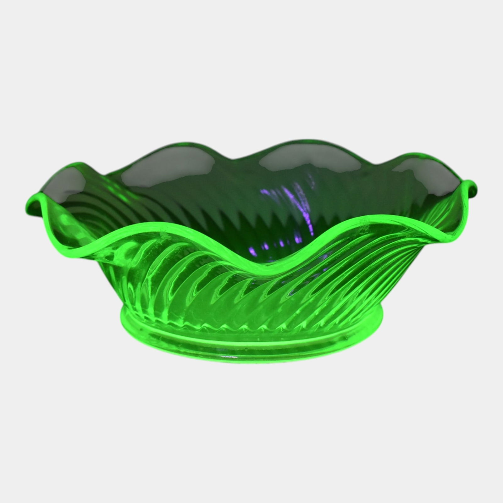 Uranium Green Depression Glass Bowls: Professional, fast, and affordable in house shipping available for all items. Uranium Green Depression Glass Bowls Excellent original condition. No damage or repair of any kind.Long bowl is 1 3/4"