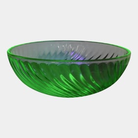 Uranium Green Depression Glass Bowls Set Of 3