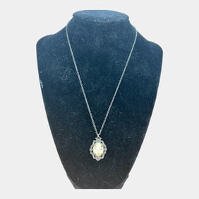 Cameo Pendant with Black Marcasites in Gothic Revival Setting