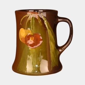 Roseville Rozane 1900s Pottery Cherries And Leaves Ceramic Mug 856