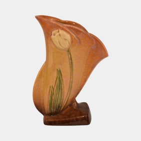 Roseville Wincraft Orange 1948 Mid Century Modern Pottery Tulip Vase 282-8