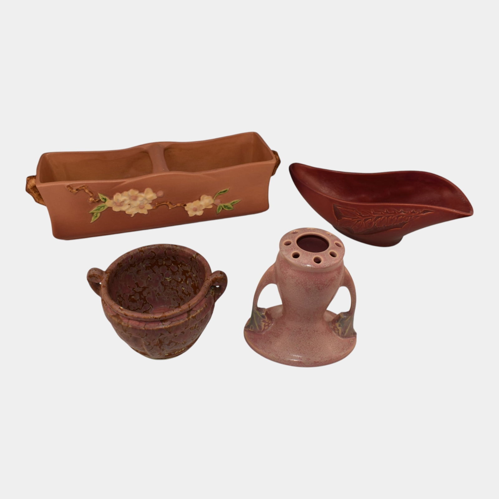 Roseville Silhouette Tuscany Carnelian II Apple Blossom Pink Planters Bowl Vase (1 of 10)