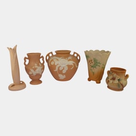 Weller Rosemont Cameo Vintage Art Pottery Color Ceramic Vases
