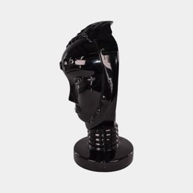 Art Deco Modern Black Figural Stylized Head Table Lamp