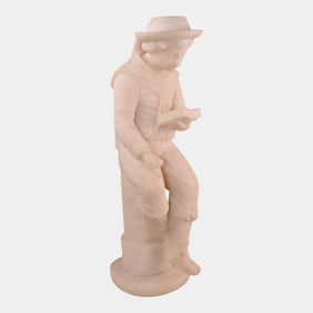 19th Century European White Parian Ware Alabaster Boy Reading
