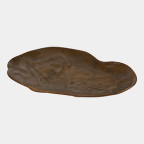 Art Nouveau 1900s Bronze Tray Man With Long Pipe