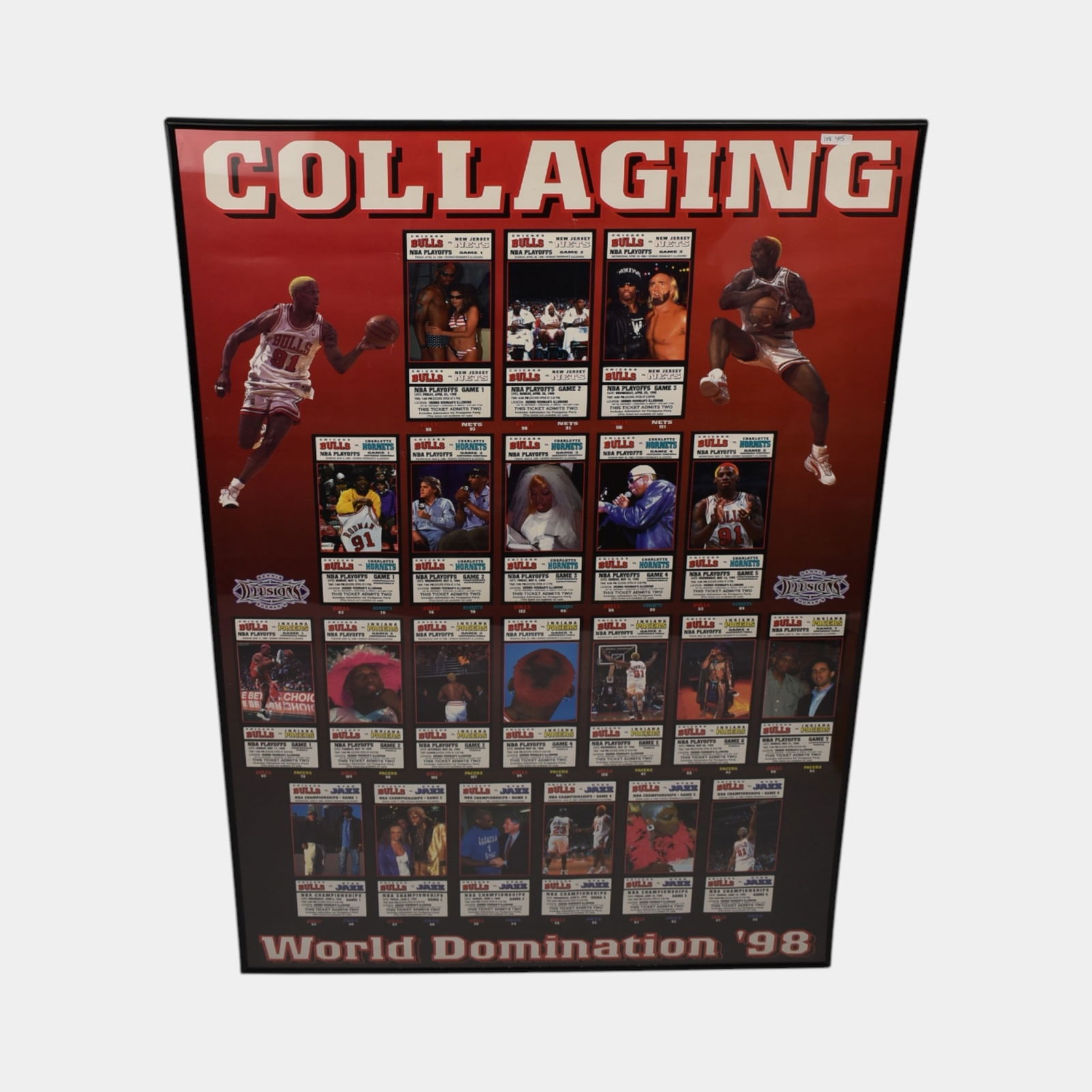 Dennis Rodman Collaging World Domination 1998 Framed Poster: Professional, fast, and affordable in house shipping available for all items. Dennis Rodman Collaging World Domination 1998 Framed Poster Vivid and dynamic, this Collaging World Domination â€��