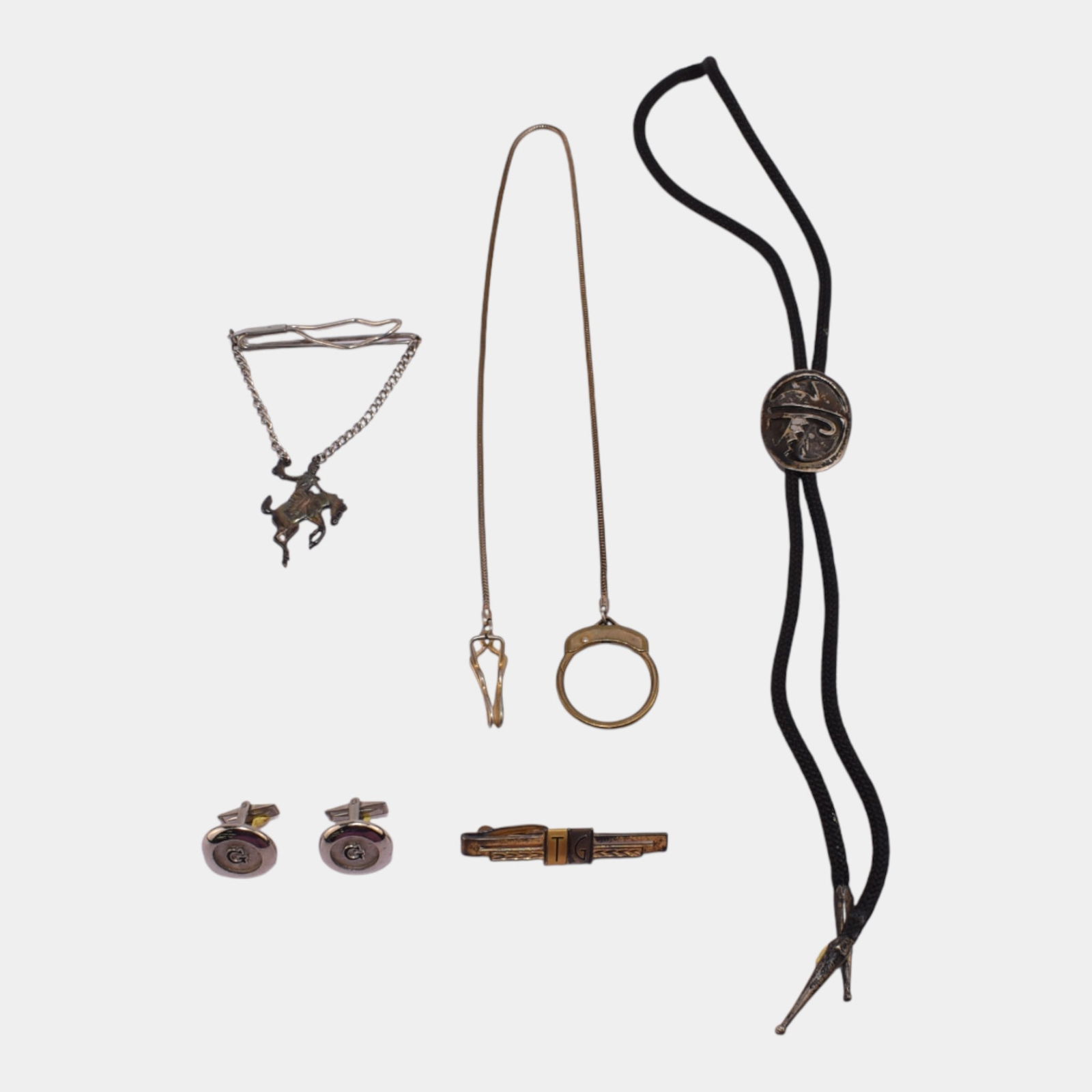 Assorted Mens Western Vintage Accessories Bolo Tie Cuff Links Tie Clips (1 of 3)