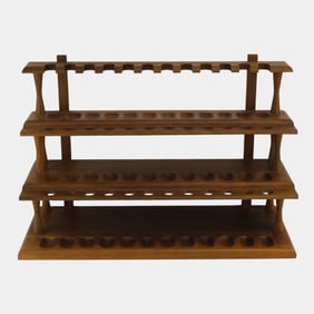 Decatur Industries Vintage Wooden 2-Tier 24 Slot Smoking Pipe Wall Rack