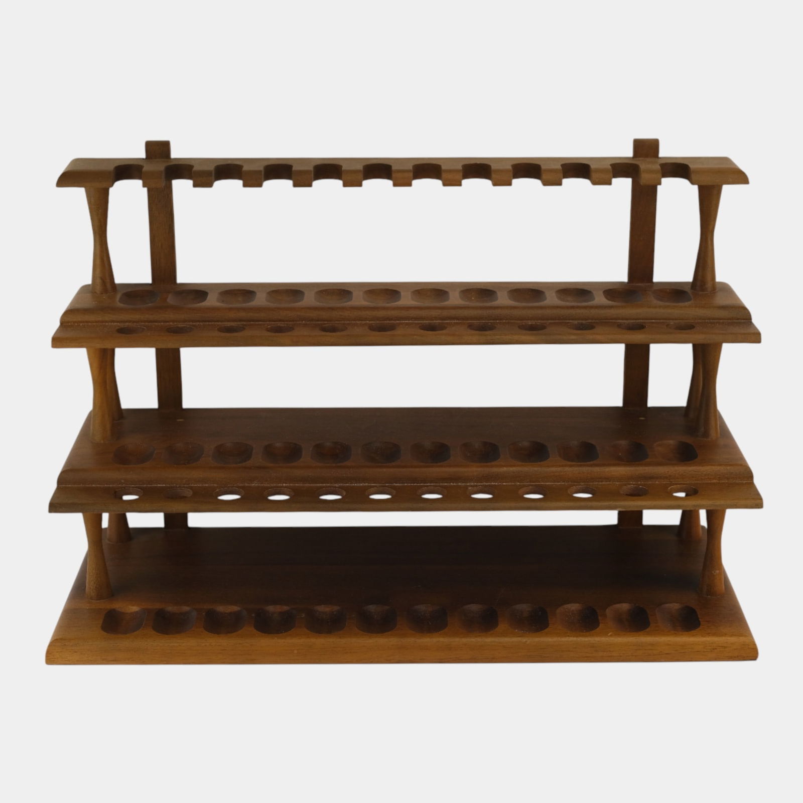 Decatur Industries Vintage Wooden 2-Tier 24 Slot Smoking Pipe Wall Rack (1 of 3)