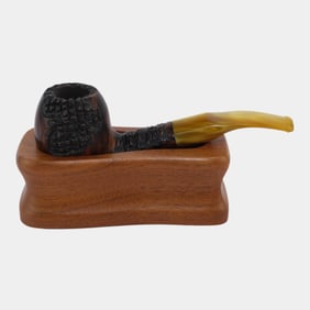 Prince of Wales Hand Made Tobacco Smoking Briar Pipe with Stand Italy