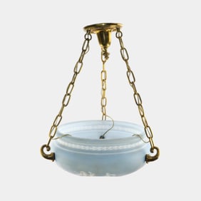 20th Century Roman Neoclassical Decorated Blue Swag Pendent Ceiling Chandelier