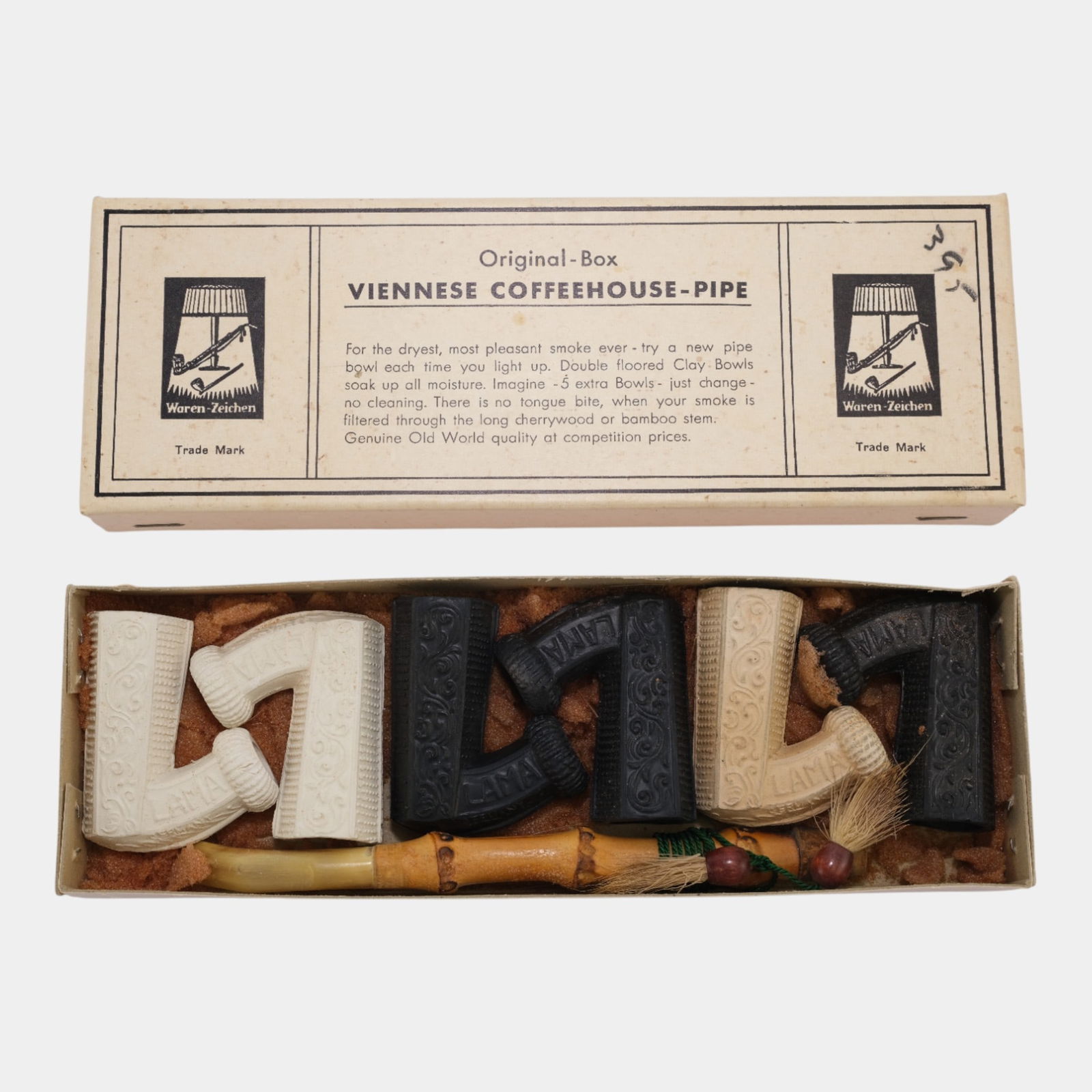 Lama Viennese Coffeehouse Pipe Set With Six Clay Bowls And Original Box (1 of 4)