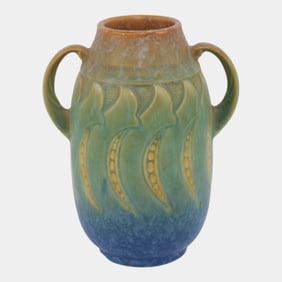 Roseville Falline Blue 1933 Vintage Arts And Crafts Pottery Ceramic Vase 643-6