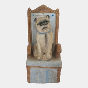 Late 19th Century German Art Pottery Ceramic Sophisticated Cat Figurine