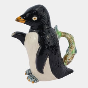 Staffordshire Shorter English Art Pottery Penguin Tea Pot With Fish Handle