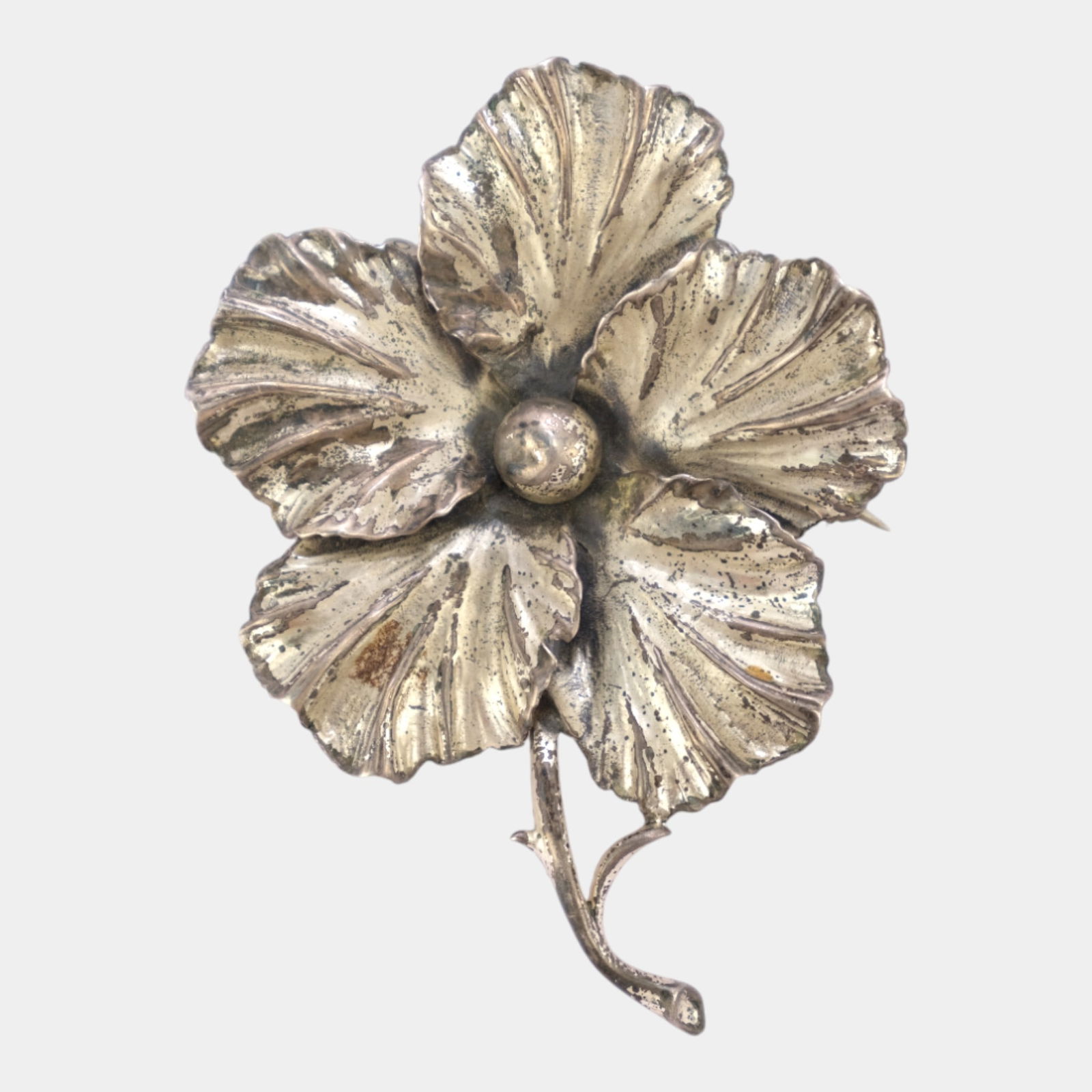 Alice Cavines Mid Century 925 Sterling Silver Large Stylized Floral Brooch (1 of 4)