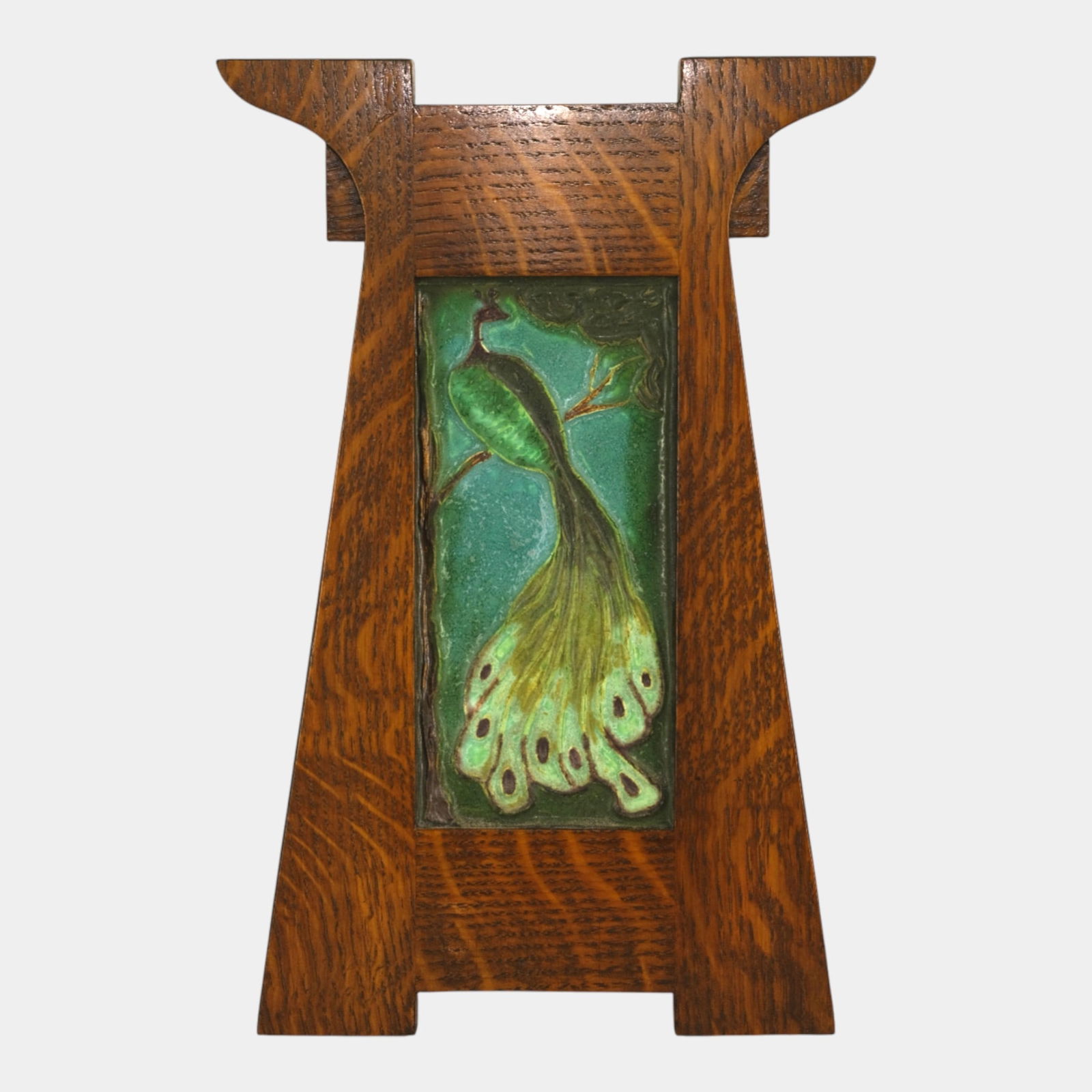 Ephraim Faience Hand Made Art Pottery Arts And Crafts Framed Green Peacock Tile: We offer affordable in-house shipping on all items. Ephraim Faience Hand Made Art Pottery Arts And Crafts Framed Green Peacock Tile Elegant and richly glazed, this Arts and Crafts tile depicts a grac