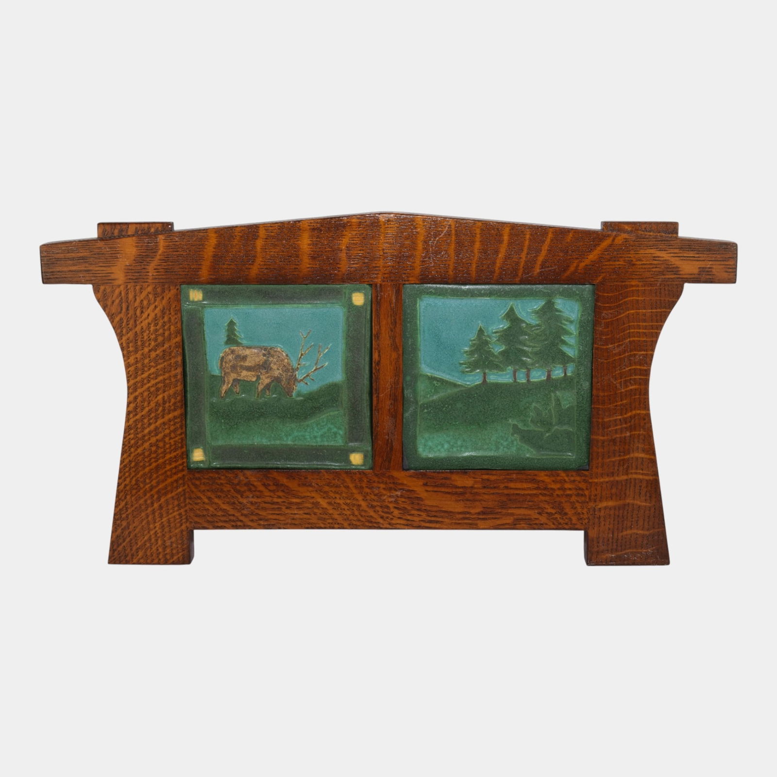 Ephraim Faience 2002 Art Pottery Framed Elk And Scenic Forest Landscape Tiles (1 of 2)