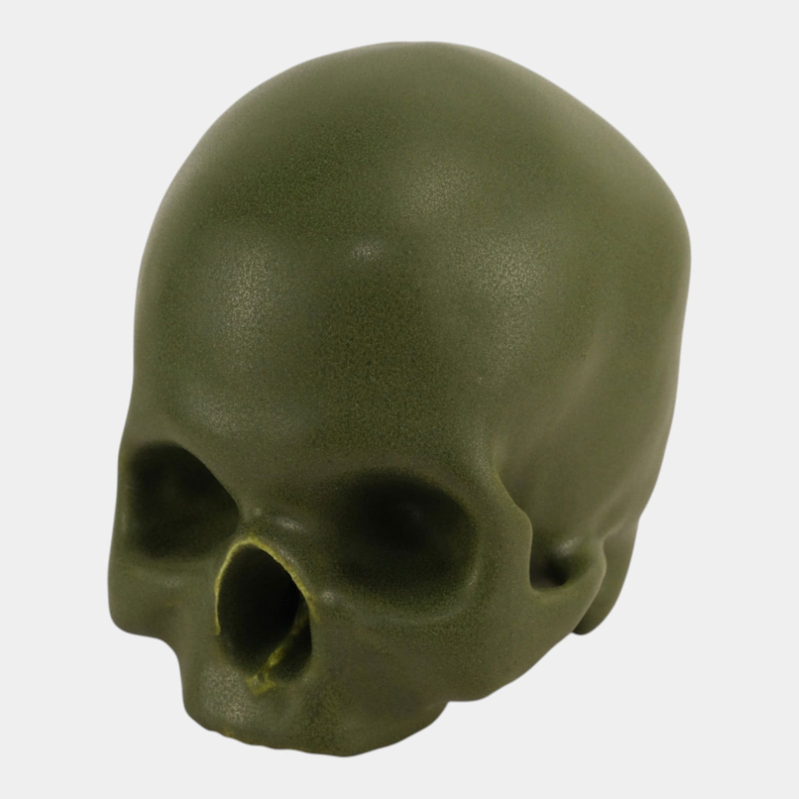 Odd Inq Pottery Jonathan While Skull Matte Green Glaze Skull Casting (1 of 3)